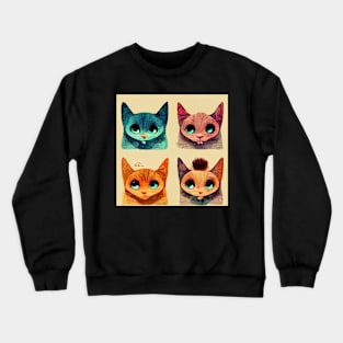 Cute Cat pattern 41 regular grid Crewneck Sweatshirt